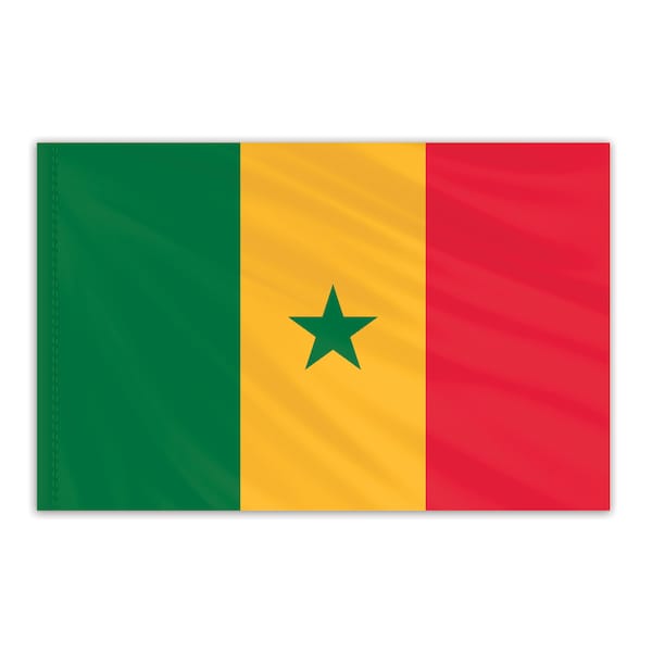 Global Flags Unlimited Senegal Indoor Nylon Flag 3'x5' with Gold Fringe 202871F